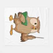 Owl als leraar met boek en wijzer fleece deken (Voorkant (Horizontaal))