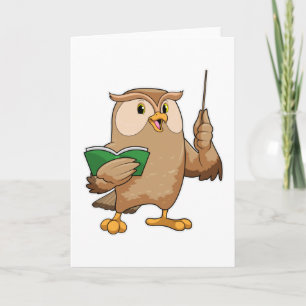 Owl als leraar met boek en wijzer kaart