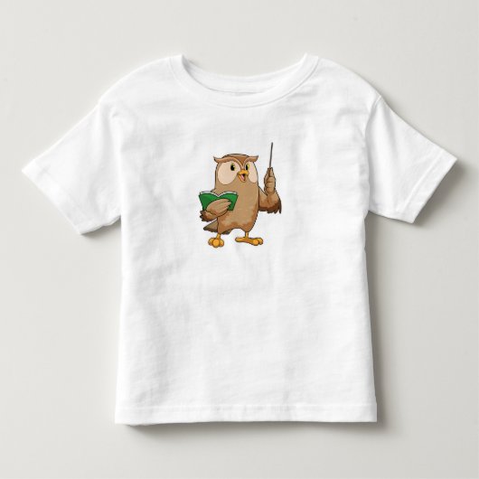 Owl als leraar met boek en wijzer kinder shirts (Voorkant)