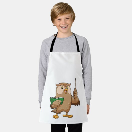 Owl als leraar met boek en wijzer schort (Gedragen)