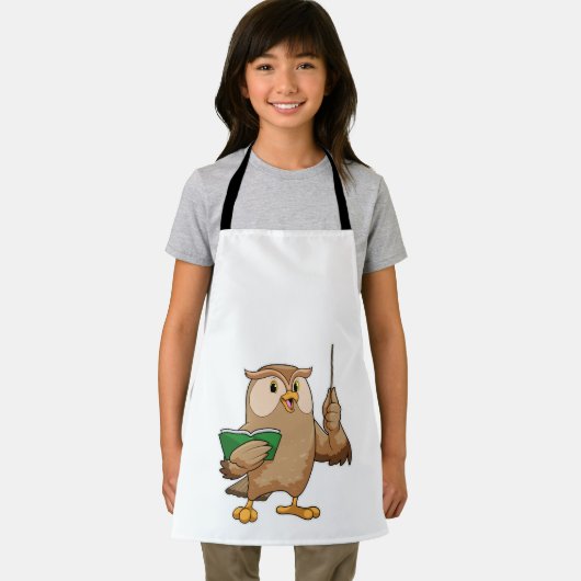 Owl als leraar met boek en wijzer schort (Insitu)