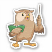 Owl als leraar met boek en wijzer sticker (Voorkant)