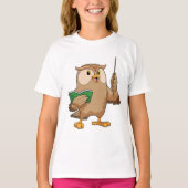 Owl als leraar met boek en wijzer t-shirt (Voorkant)