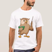 Owl als leraar met boek en wijzer t-shirt (Voorkant)