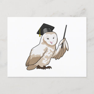 Owl als leraar met wijzer briefkaart