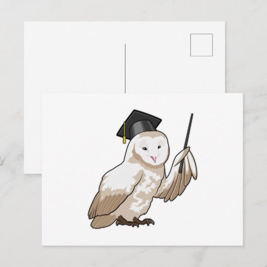 Owl als leraar met wijzer briefkaart (Voorkant / Achterkant)