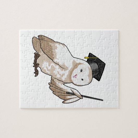 Owl als leraar met wijzer legpuzzel (Horizontaal)