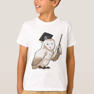 Owl als leraar met wijzer t-shirt