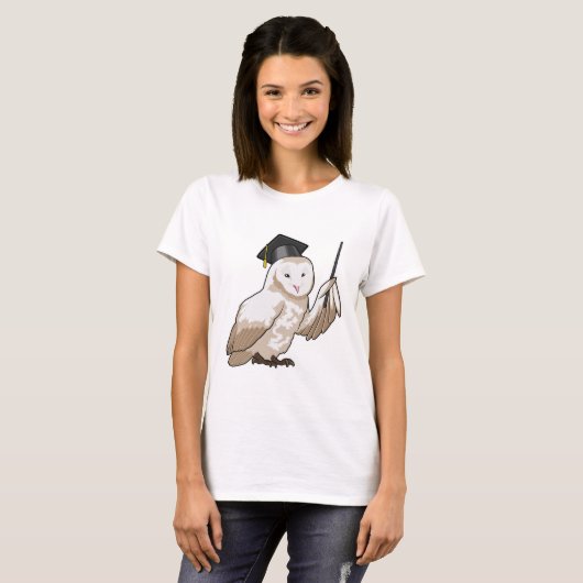 Owl als leraar met wijzer t-shirt (Voorkant volledig)