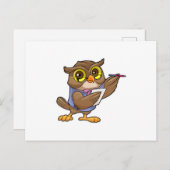 Owl als secretaris met pen en notitie briefkaart (Voorkant / Achterkant)