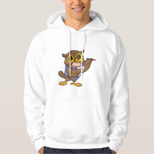 Owl als secretaris met pen en notitie hoodie
