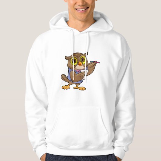 Owl als secretaris met pen en notitie hoodie (Voorkant)