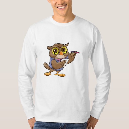Owl als secretaris met pen en notitie t-shirt (Voorkant)