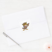 Owl als secretaris met pen en notitie vierkante sticker (Envelop)
