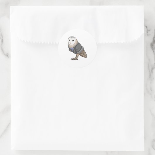 Owl als secretaris ronde sticker (Tas)