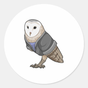 Owl als secretaris ronde sticker