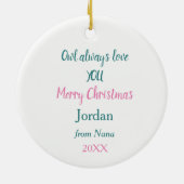 Owl Altijd houden van je feestdag Keramisch Ornament (Achterkant)