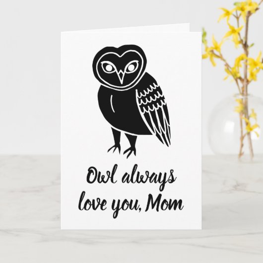 Owl Altijd houden van je mama Moederdag Kaart (Gele Bloem)