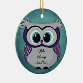 Owl Altijd houden van je Paarse Ornament Rond (Rechts)