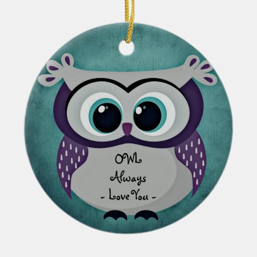 Owl Altijd houden van je Paarse Ornament Rond (Voorkant)
