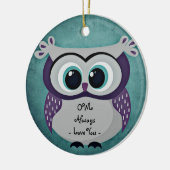 Owl Altijd houden van je Paarse Ornament Rond (Links)