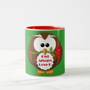 Owl Altijd houden van je thema Tweekleurige Koffiemok