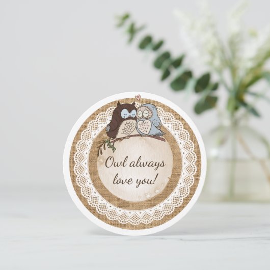 Owl Altijd liefde je Casual bruiloft Kaart (Staand voorkant)