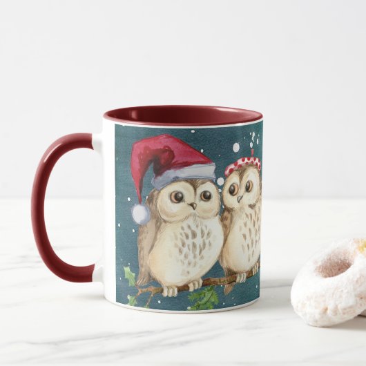 Owl Altijd van je houden | Cute Winter Kerstcadeau Mok (Met donut)