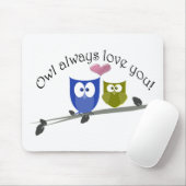 Owl altijd van je houden, met 3D hart Muismat (Met muis)
