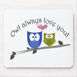 Owl altijd van je houden, met 3D hart Muismat