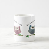 Owl altijd van je houden, roze en blauwe klauw bez koffiemok (Center)