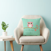 Owl Altijd van je houden Roze Owl op Seafoam Pillo Kussen (Stoel)