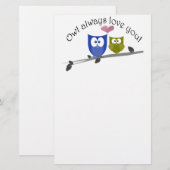 Owl altijd van je houden, schattige Kunst Briefpapier (Voorkant / Achterkant)
