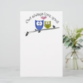 Owl altijd van je houden, schattige Kunst Briefpapier (Staand voorkant)