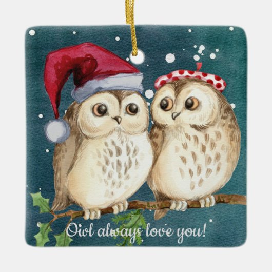 Owl Altijd van je kerstversiering Keramisch Ornament (Voorkant)