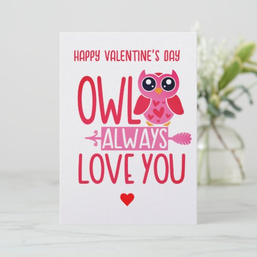 Owl Always Love You Printable Valentijnsdag Kaart (Staand voorkant)