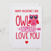 Owl Always Love You Printable Valentijnsdag Kaart (Voorkant / Achterkant)
