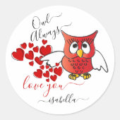 Owl Always Love You - Valentine Owl Ronde Sticker (Voorkant)