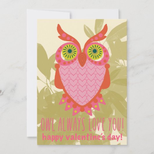 OWL ALWAYS LOVE YOU Valentines card Feestdagenkaart (Voorkant)