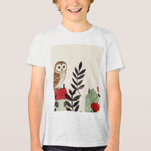  Owl and a bird  Tri-Blend Shirt (Voorkant)
