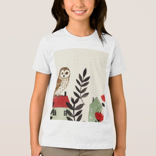  Owl and a bird  Tri-Blend Shirt (Voorkant)