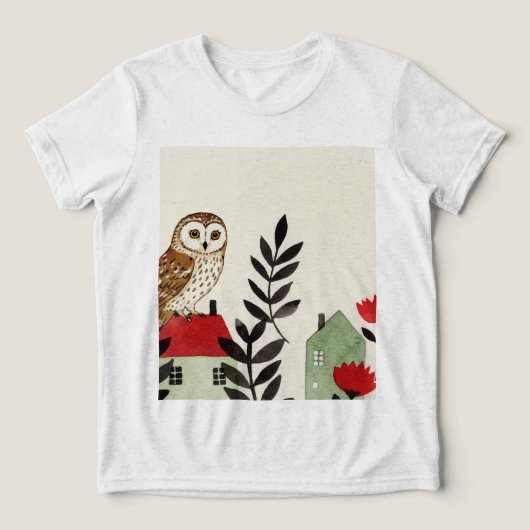  Owl and a bird  Tri-Blend Shirt (Design voorkant)