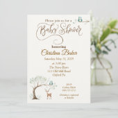 Owl and Deer Baby shower Invitation Kaart (Staand voorkant)