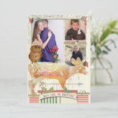 Owl and Fawn Forest Kerstmis met je foto Feestdagenkaart (Staand voorkant)