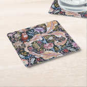 Owl and Flowers, William Morris Kartonnen Onderzetters (Schuin)