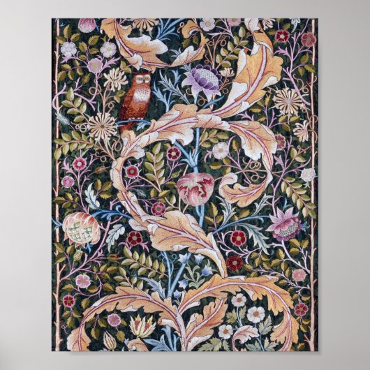 Owl and Flowers, William Morris Poster (Voorkant)