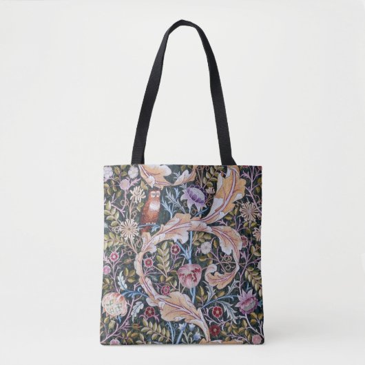 Owl and Flowers, William Morris Tote Bag (Voorkant)