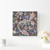 Owl and Flowers, William Morris Vierkante Klok (Huis)