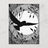 Owl and Moon Cross Hatched Briefkaart (Voorkant)