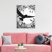 Owl and Moon Cross Hatched Canvas Afdruk (Insitu (Woonkamer))